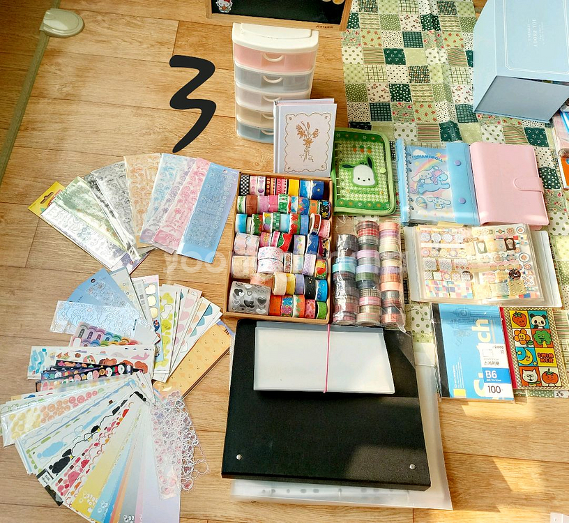 다꾸세트박스 다이어리 스티커 마테 메모지 랩핑지 인스 떡메 스티거모음 파일등--2