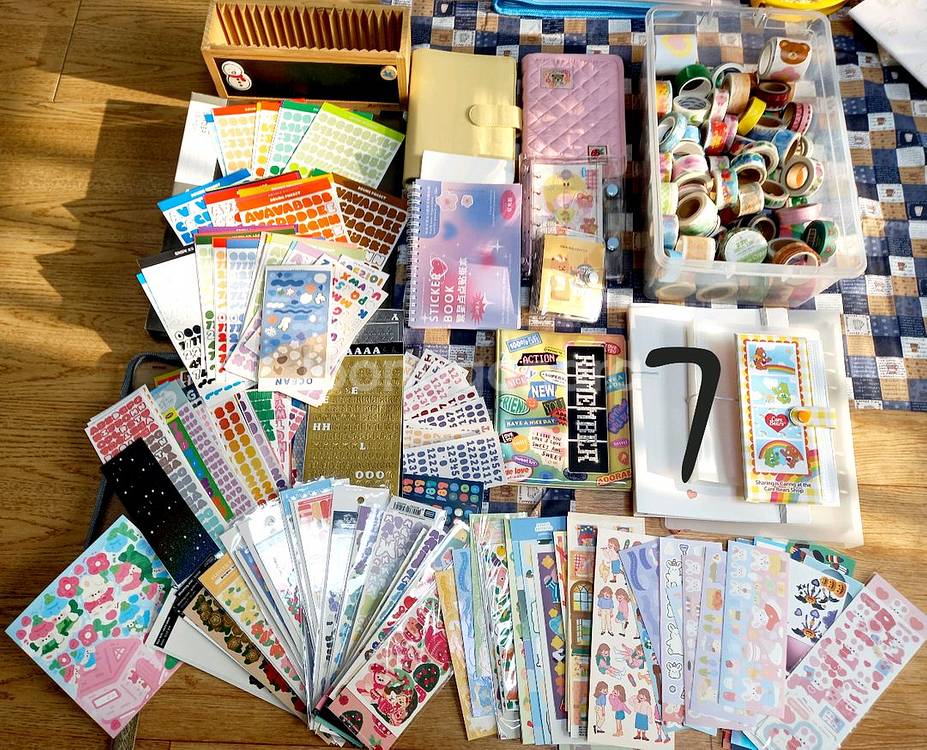 다꾸세트박스 다이어리 스티커 마테 메모지 랩핑지 인스 떡메 스티거모음 파일등--6