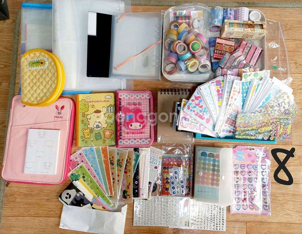 다꾸세트박스 다이어리 스티커 마테 메모지 랩핑지 인스 떡메 스티거모음 파일등--7