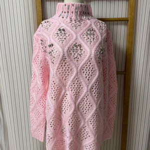 핑크 쥬얼리 터틀넥 롱 니트