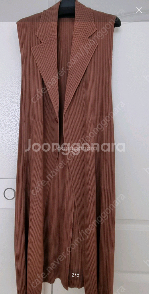 이세이미야케 플리츠플리즈 8월 해칭롱베스트 브라운 1사이즈 새상품--1