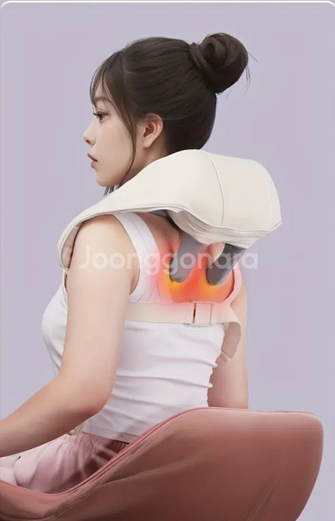 정품)무선 열기능 목/어깨 USB충전식 마사지 미개봉열--2