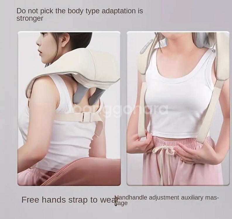정품)무선 열기능 목/어깨 USB충전식 마사지 미개봉열--3