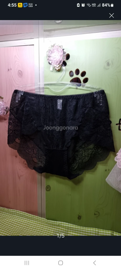 블랙 컨심 올 플라워 레이스 팬티90~95M 이미지