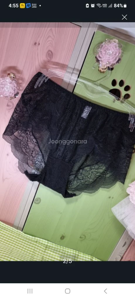 블랙 컨심 올 플라워 레이스 팬티90~95M 이미지
