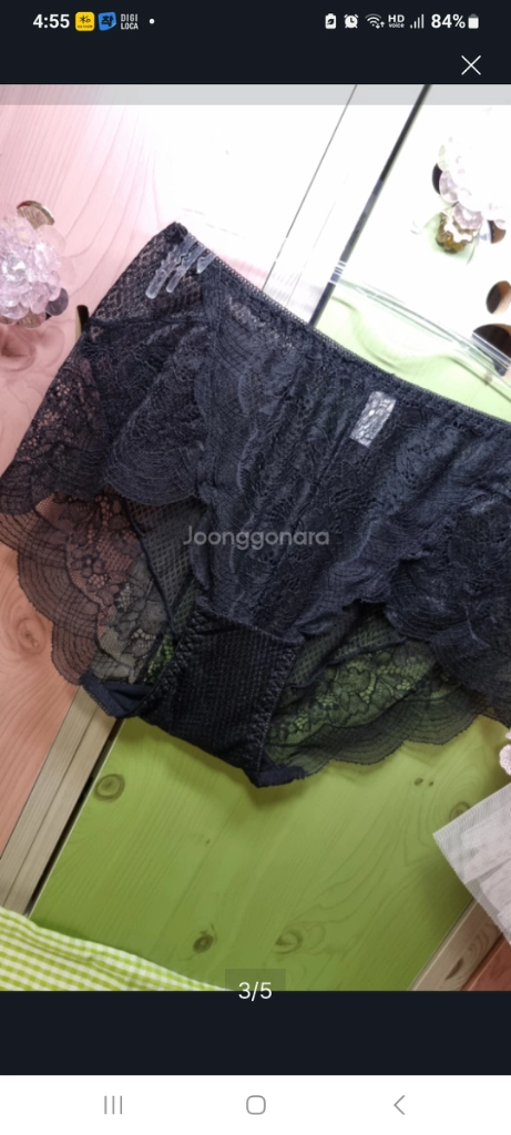 블랙 컨심 올 플라워 레이스 팬티90~95M 이미지