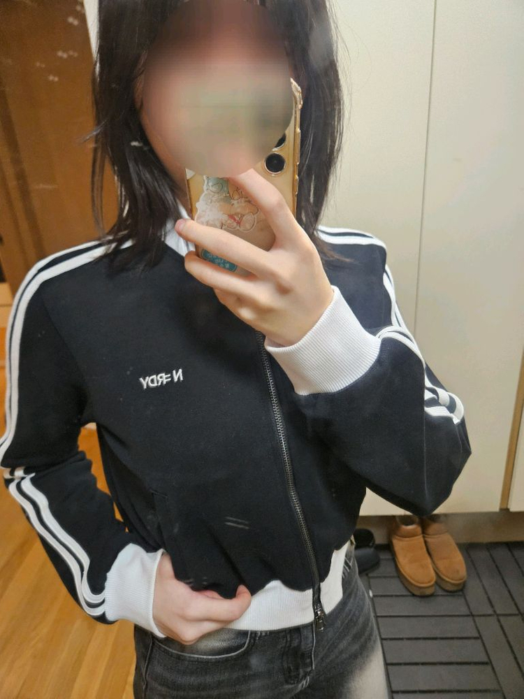 착샷o) 널디 크롭 투웨이 져지 s 우먼스 NY 크롭 스웻 집업 블랙 검정--3