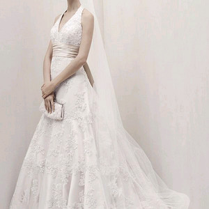 본식 레이스 홀터넥 웨딩 드레스 oreg cassini(올렉 카시니)