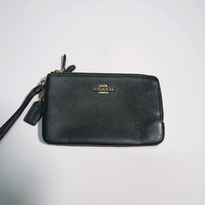 코치 블랙 레더 파우치 손목지갑 리스트렛