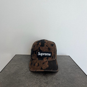 (OS) 슈프림 박스로고 캠프캡 모자 플레임 데님 브라운