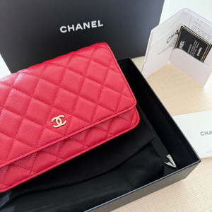 샤넬 클래식 woc 금장 캐비어 레드 크로스백