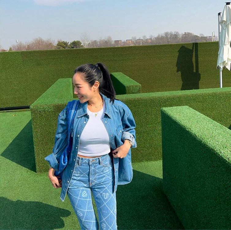 (새상품) 매니모어몽 에디션2. Cropped printed denim 이미지