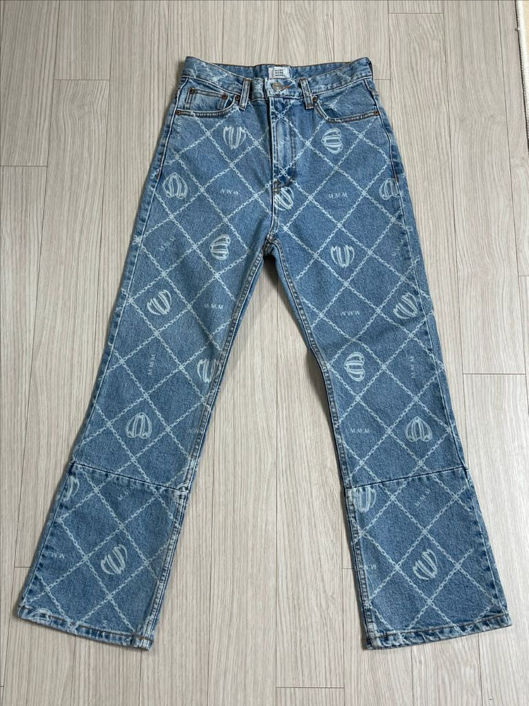 (새상품) 매니모어몽 에디션2. Cropped printed denim 이미지