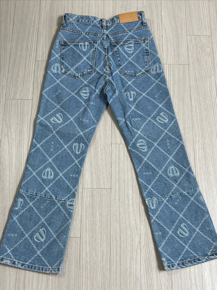 (새상품) 매니모어몽 에디션2. Cropped printed denim 이미지