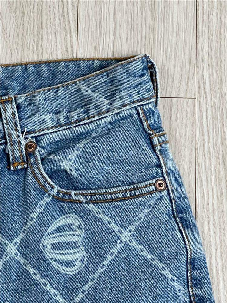 (새상품) 매니모어몽 에디션2. Cropped printed denim 이미지