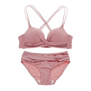 중고 핑크 노와이어 브라+팬티