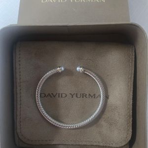 데이비드 율만 / 클래식 케이블 팔찌 18K 옐로우 골드와 진주로 장식된 스털링 실버, 4mm