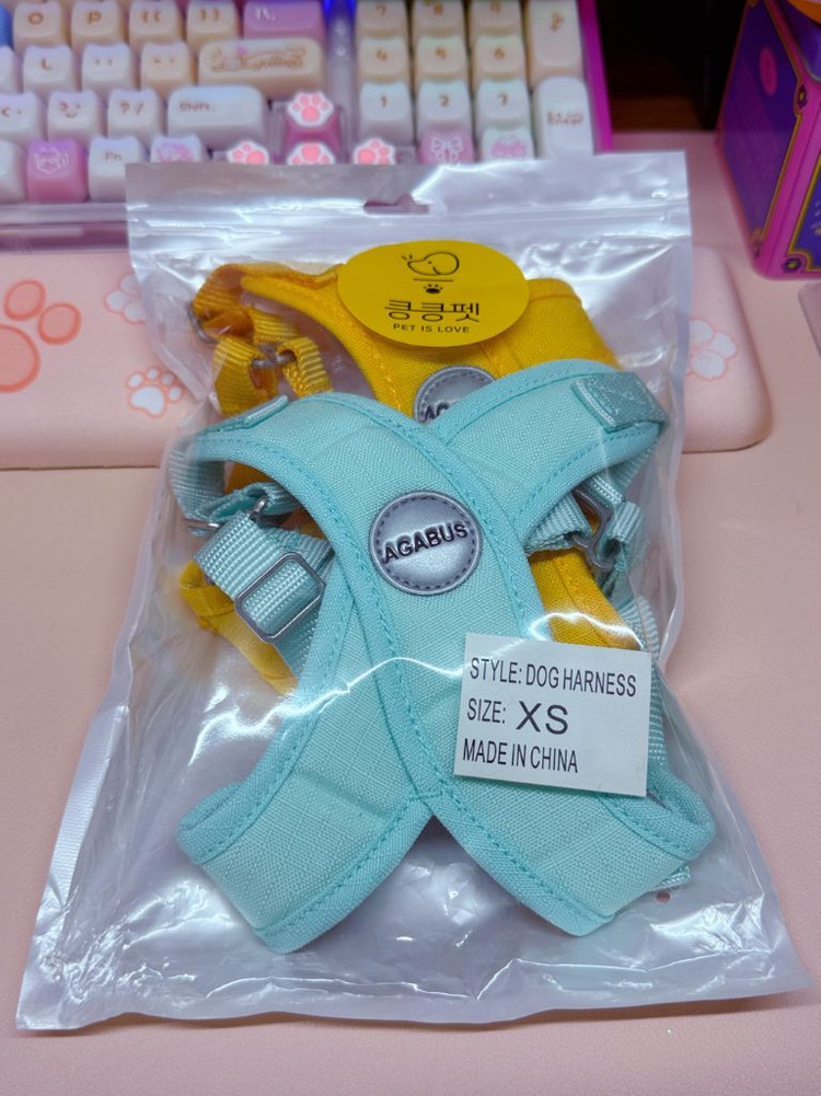 킁킁펫 강아지 X자 하네스 XS사이즈 (레몬옐로우, 민트그린)+s강아지옷 이미지