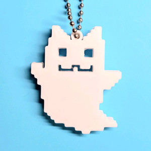 고양이 유령 고스트 할로윈 8비트 키링 키체인