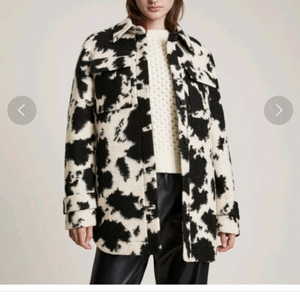 올세인츠 애니멀 패턴 셔츠 퍼 자켓