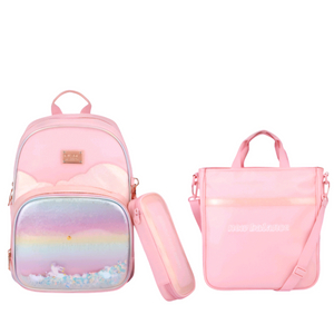 뉴발란스키즈 여아용 투명 몰드 블링 책가방 + 보조가방 + 필통 세트(새상품)
