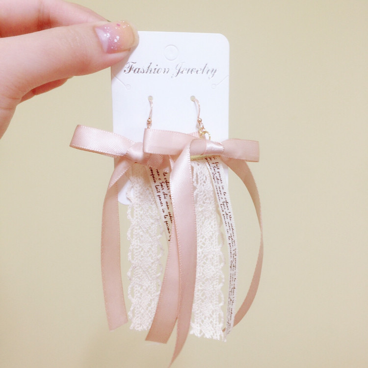 [가격내림]레이스리본귀걸이(핸드메이드) 이미지