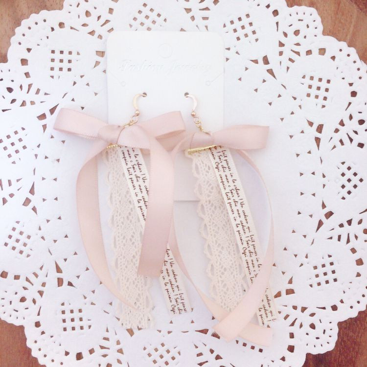 [가격내림]레이스리본귀걸이(핸드메이드) 이미지