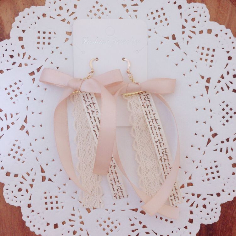 [가격내림]레이스리본귀걸이(핸드메이드) 이미지