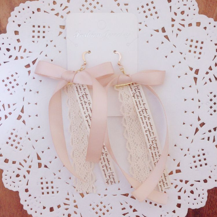 [가격내림]레이스리본귀걸이(핸드메이드) 이미지