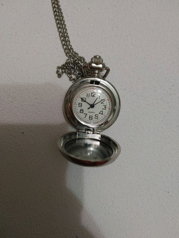 오드리햅번 실버 회중시계 빈티지 목걸이 펜던트--3