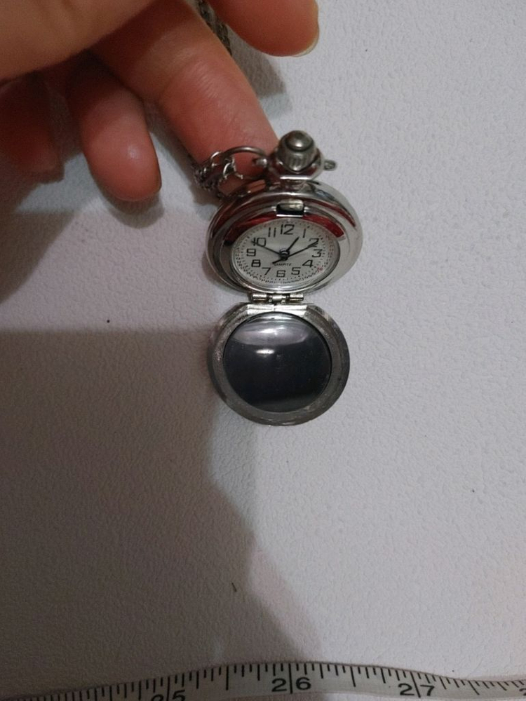 오드리햅번 실버 회중시계 빈티지 목걸이 펜던트--4