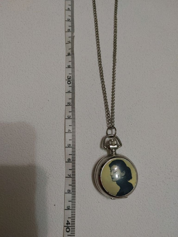 오드리햅번 실버 회중시계 빈티지 목걸이 펜던트--5