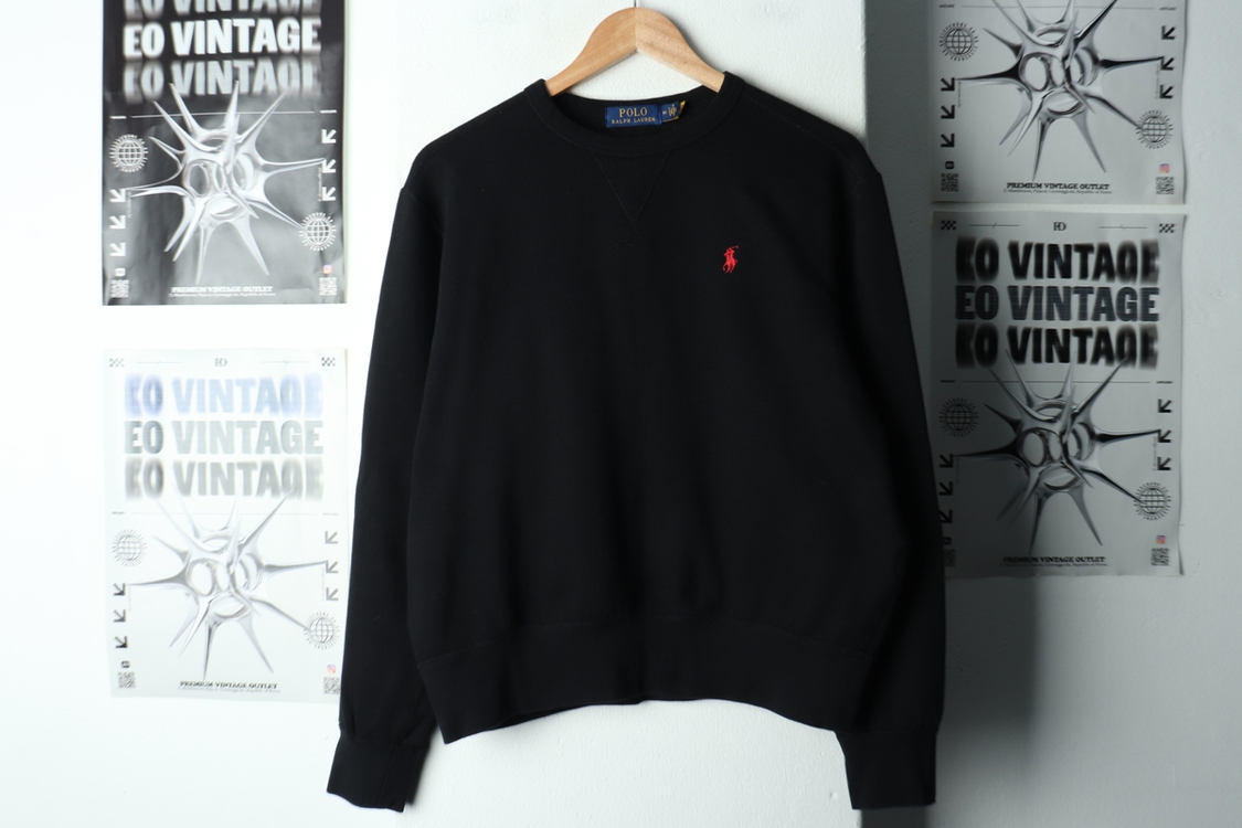 (M-L) 폴로 랄프로렌 맨투맨 티셔츠 기모 블랙--1