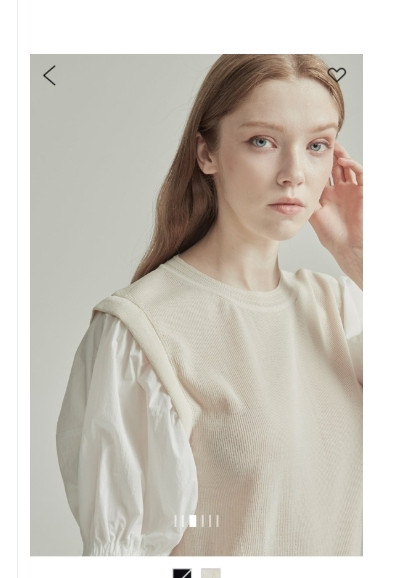 오브제 obzee 볼륨 슬리브 텍스처 블록 블라우스 90 사이즈--0