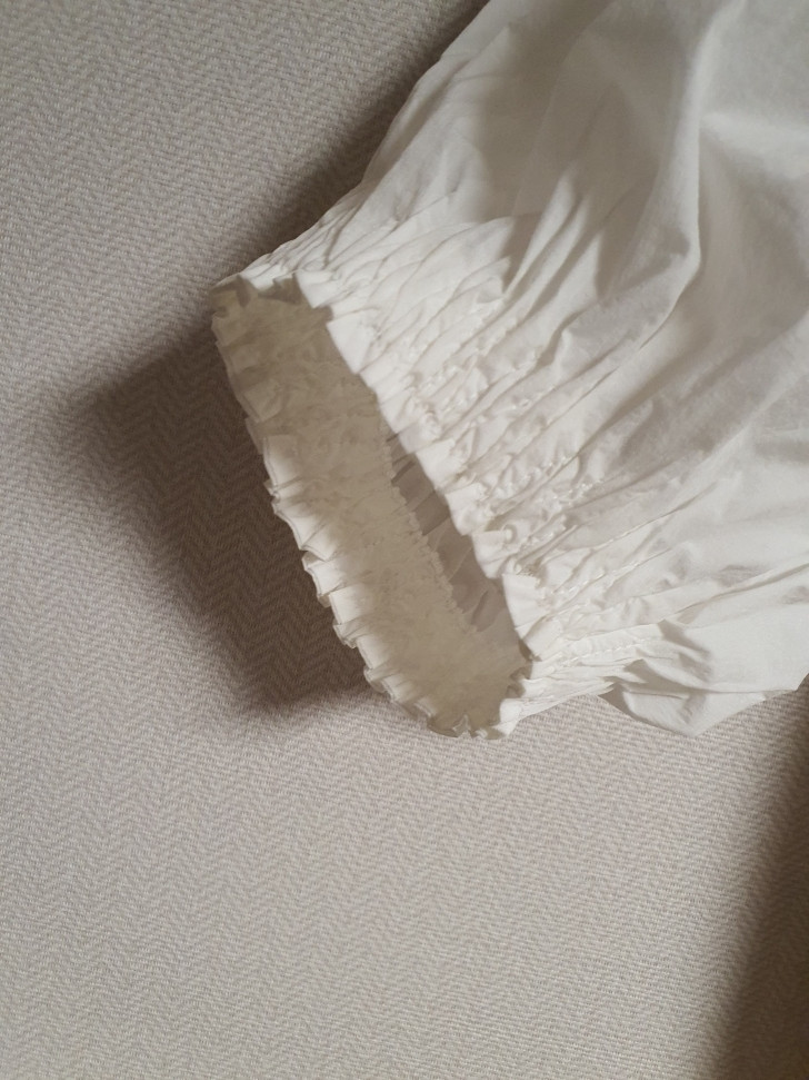 오브제 obzee 볼륨 슬리브 텍스처 블록 블라우스 90 사이즈--6