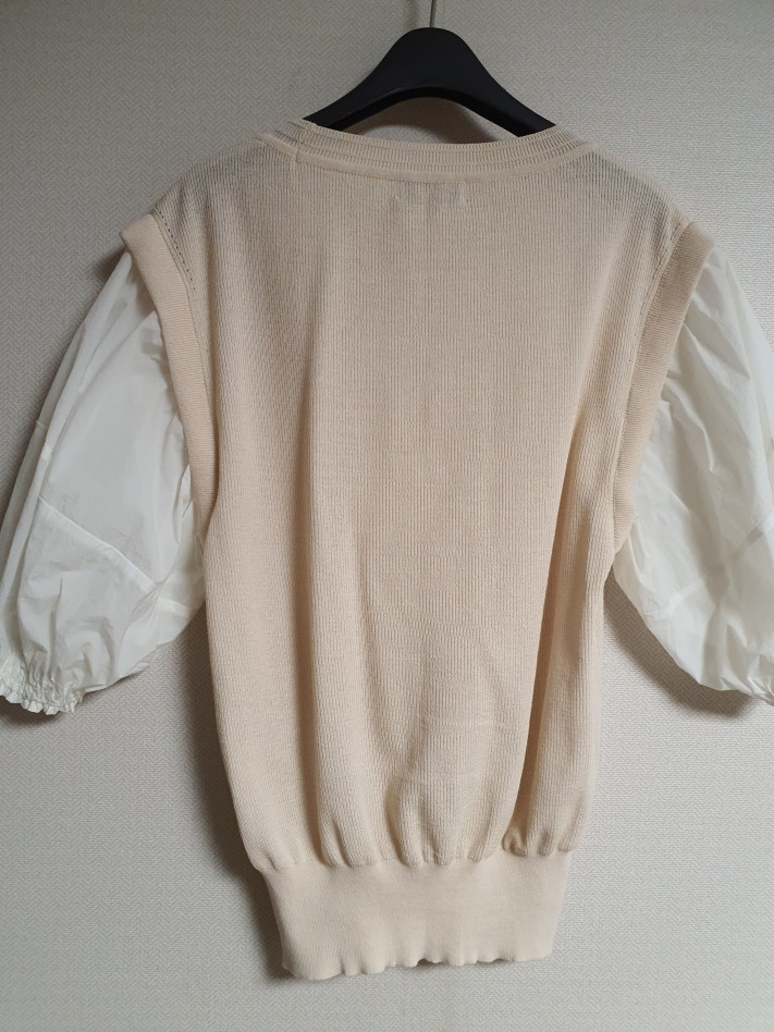 오브제 obzee 볼륨 슬리브 텍스처 블록 블라우스 90 사이즈--8