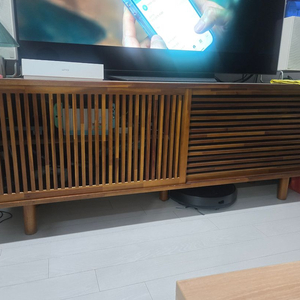 원목 와플 슬라이딩 거실장