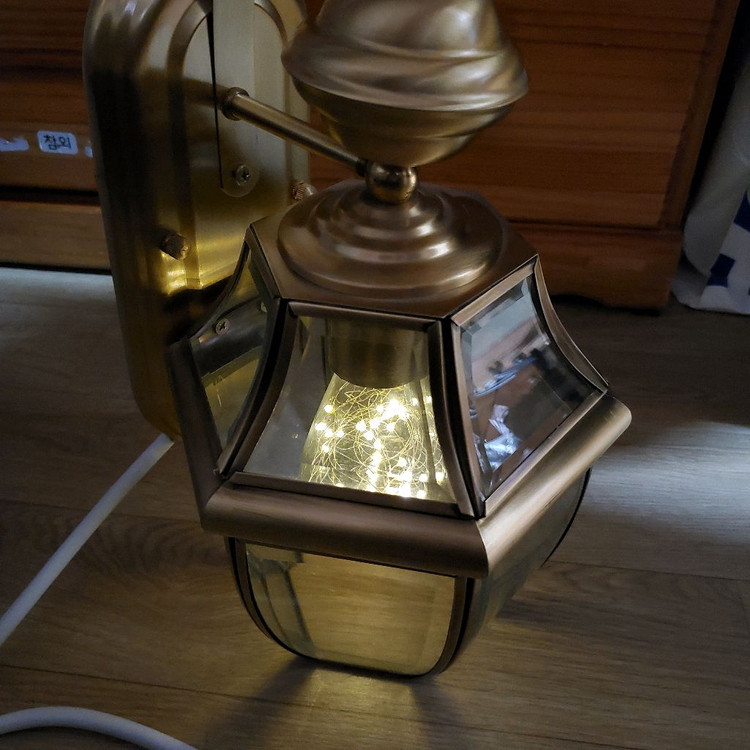 황동 앤틱 벽 조명--2