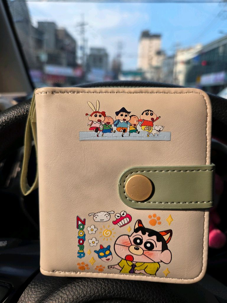 짱구 캐릭터 반지갑 아이보리,짱구 지갑--0