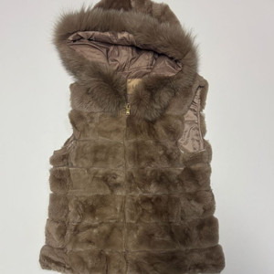 여성 LBL 레빗 폭스퍼 후드 패딩 조끼 M