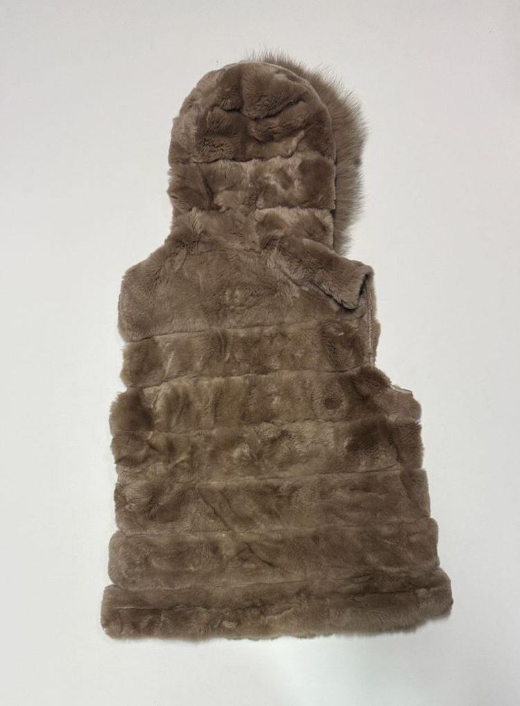 여성 LBL 레빗 폭스퍼 후드 패딩 조끼 M 이미지