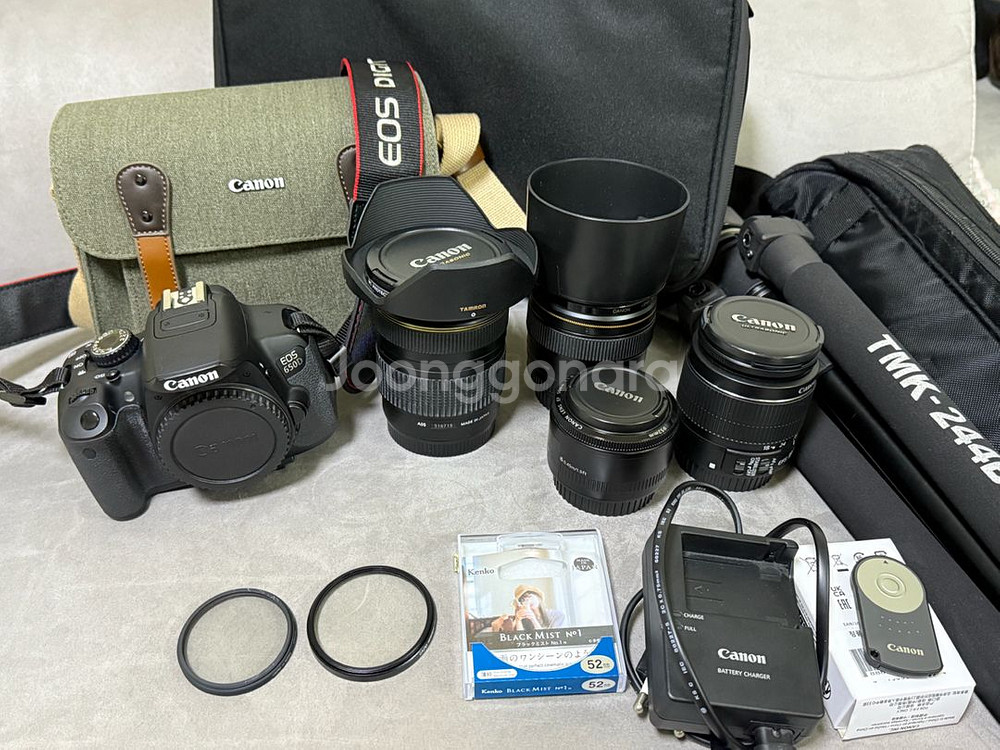 캐논EOS 650D카메라+렌즈4종+가방+리모컨+삼각대+필터 완벽 풀구성 전문가급--1