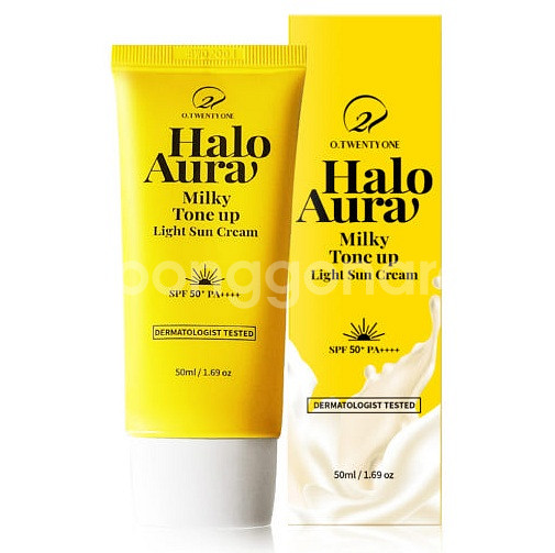오투에니원 헤일로 아우라 밀키 톤업 라이트 선크림 50ml 유기자차 썬크림 미개봉 새제품--4