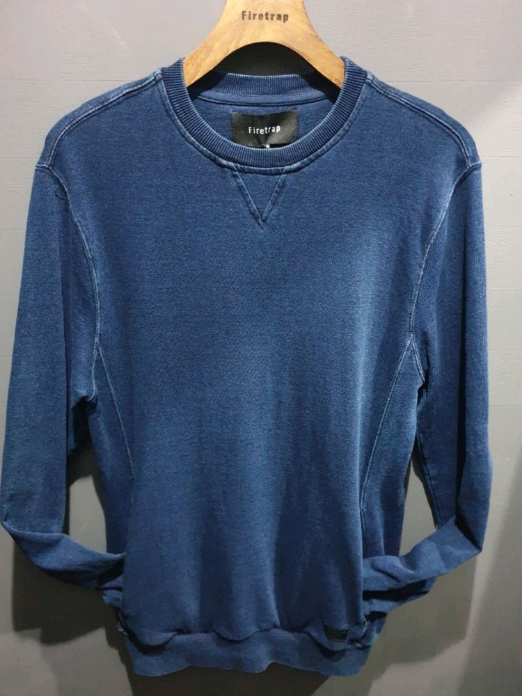 인디고 데님 포켓 맨투맨--2