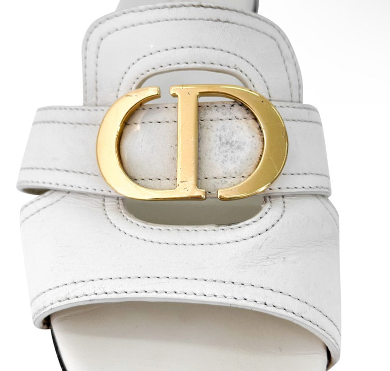 [36] 크리스찬 디올 여성 30 몽테인 몽테뉴 뮬 슬리퍼 아이보리--6