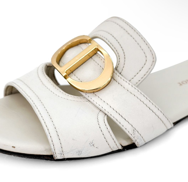 [36] 크리스찬 디올 여성 30 몽테인 몽테뉴 뮬 슬리퍼 아이보리--8