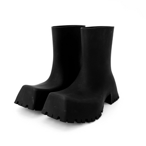 [38] 발렌시아가 여성 스테 로이드 트루퍼 러버 앵클 레인 부츠 블랙