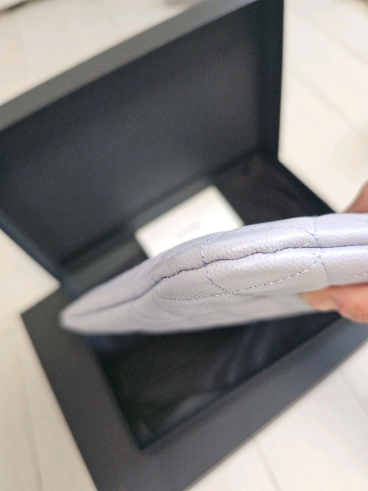 샤넬 캐비어 퀼팅 클러치 연보라 은장 뉴미듐 풀세트--5