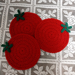 토마토 티코스터. 컵받침 /손뜨개가방 이미지
