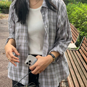 에크리스 아크네 오버핏 체크셔츠